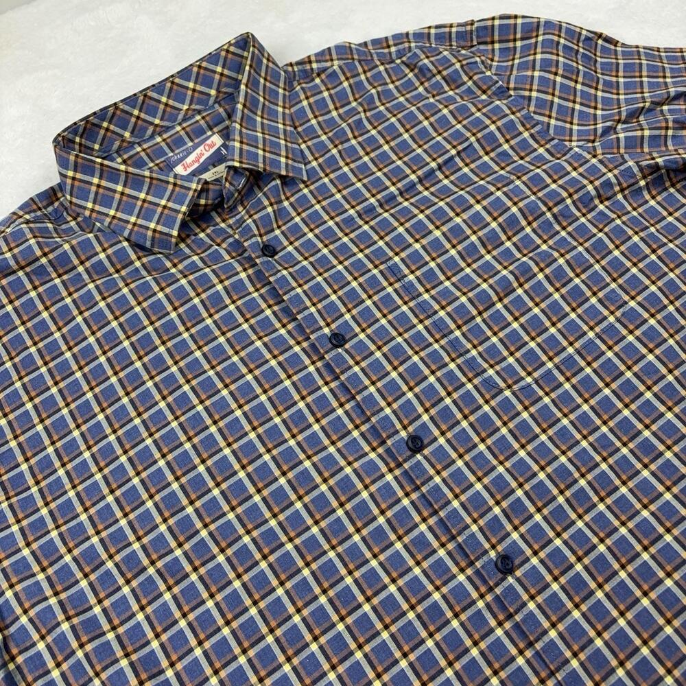 Johnnie-O Hangin Out Button Up Shirt Men 2XL Blue Plaid Long Sleeve Cotton